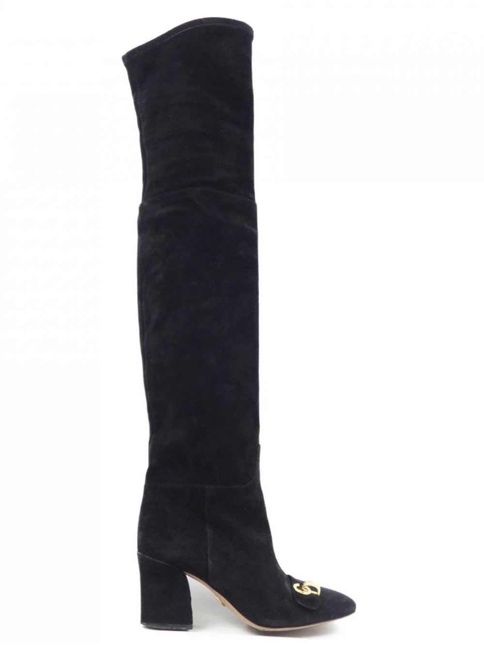 AUTHENTIC Dior Black Suede Over-the-Knee Block Heel Boots